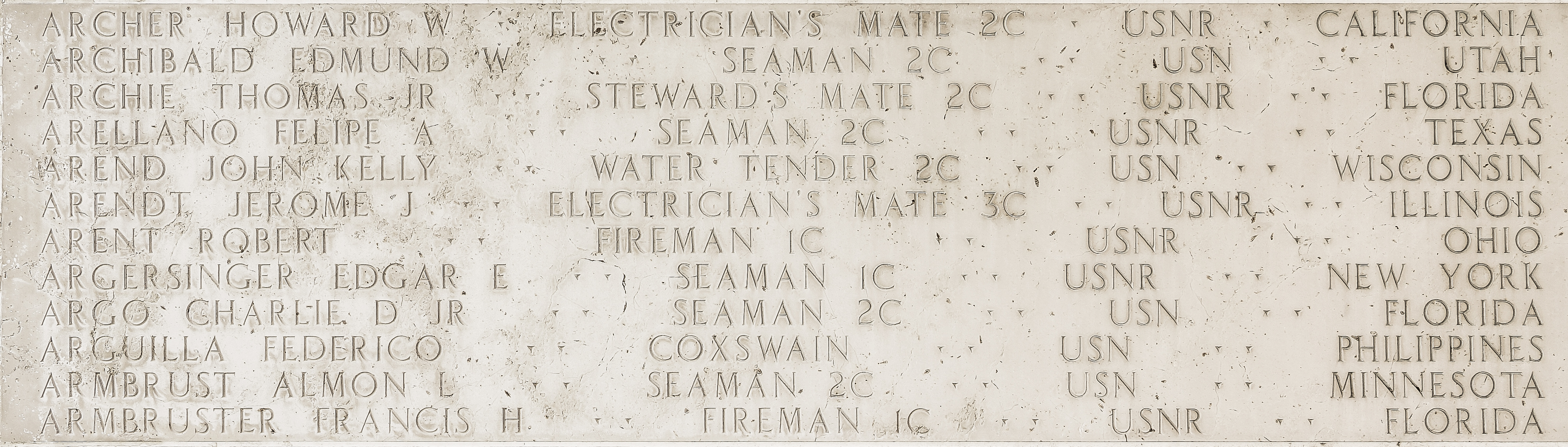 Howard W. Archer, Electrician's Mate Second Class